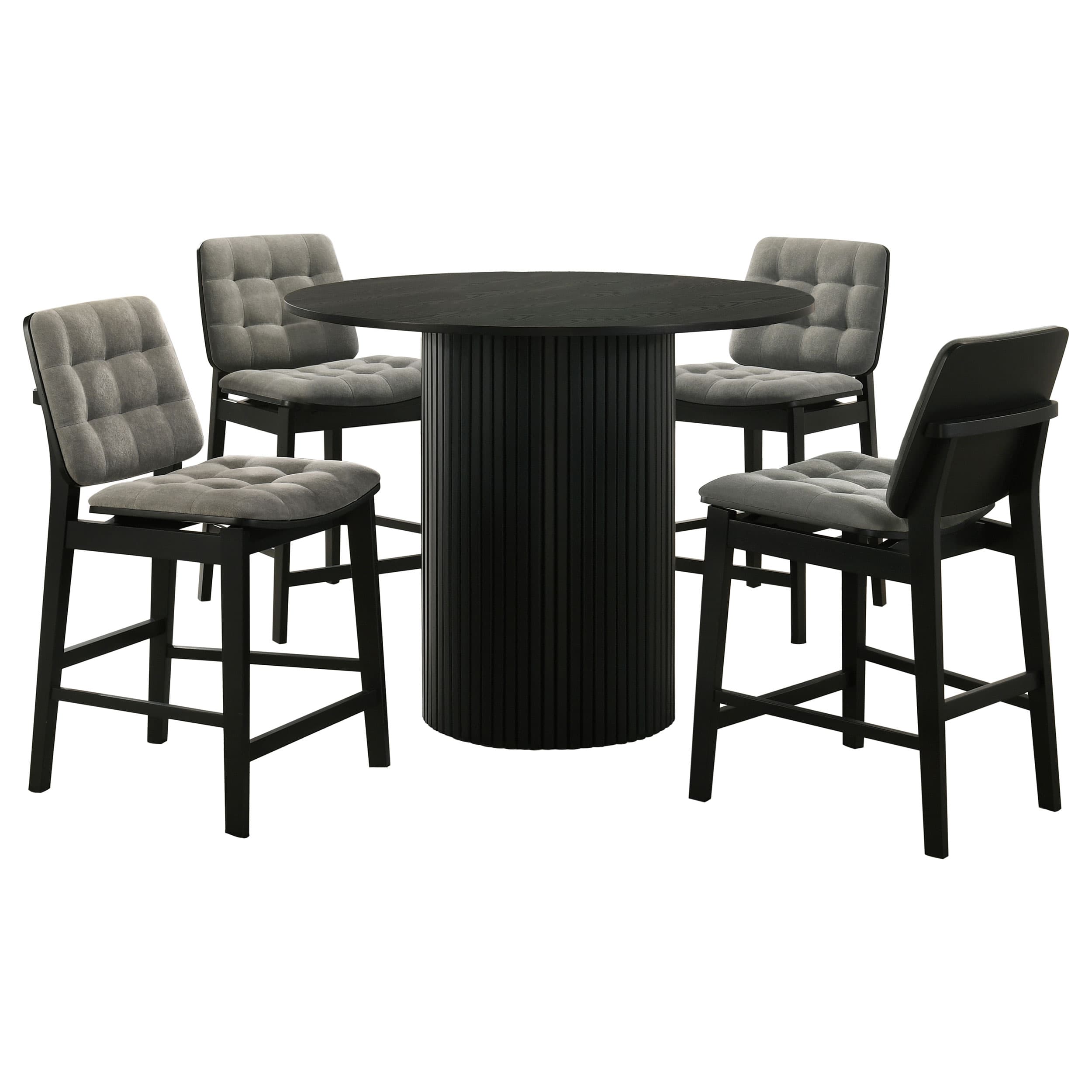 Hamlyn 5-piece Round Wood Counter Height Dining Set Grey and Black - Image 1