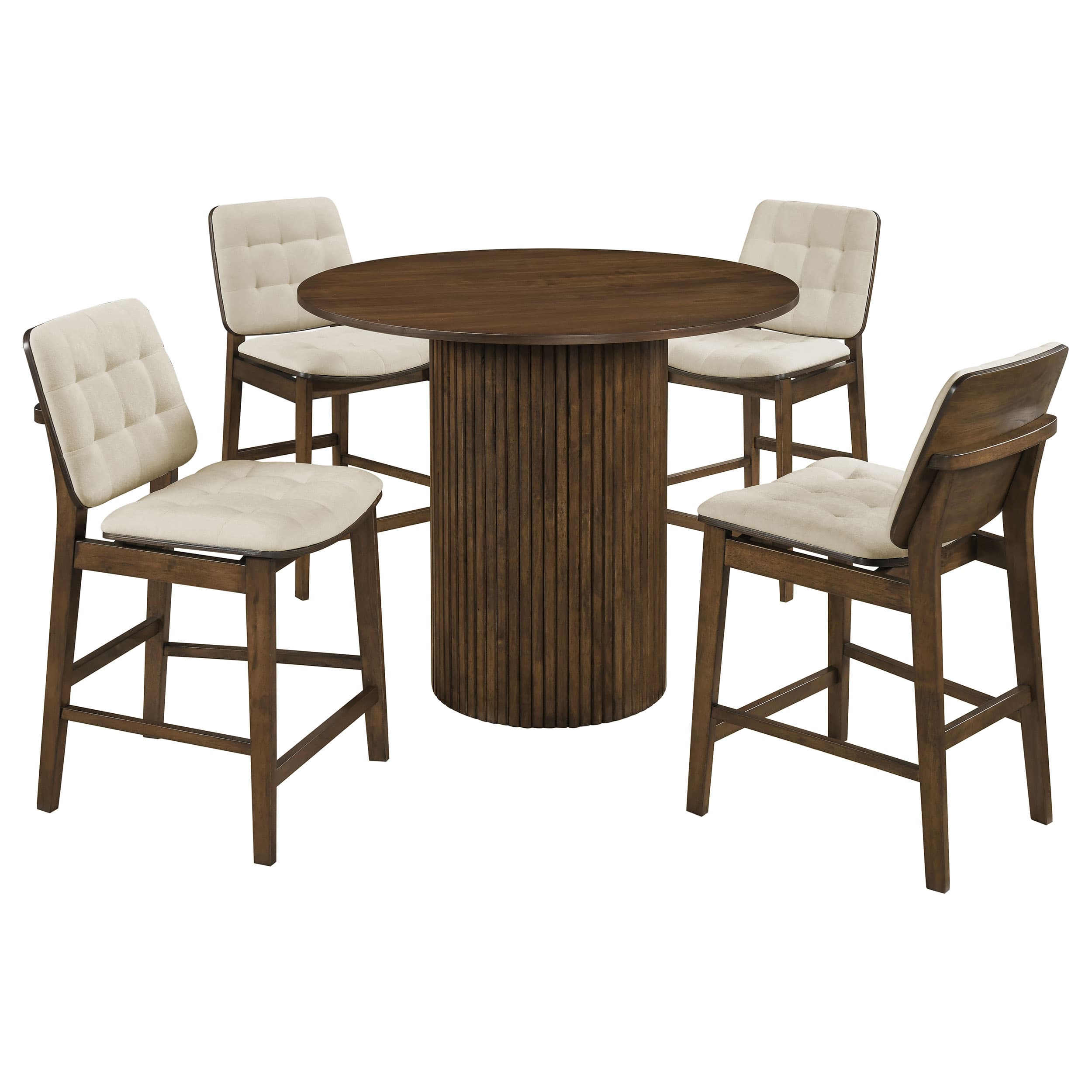 Hamlyn 5-piece Round Wood Counter Height Dining Set Cream and Walnut - Image 1