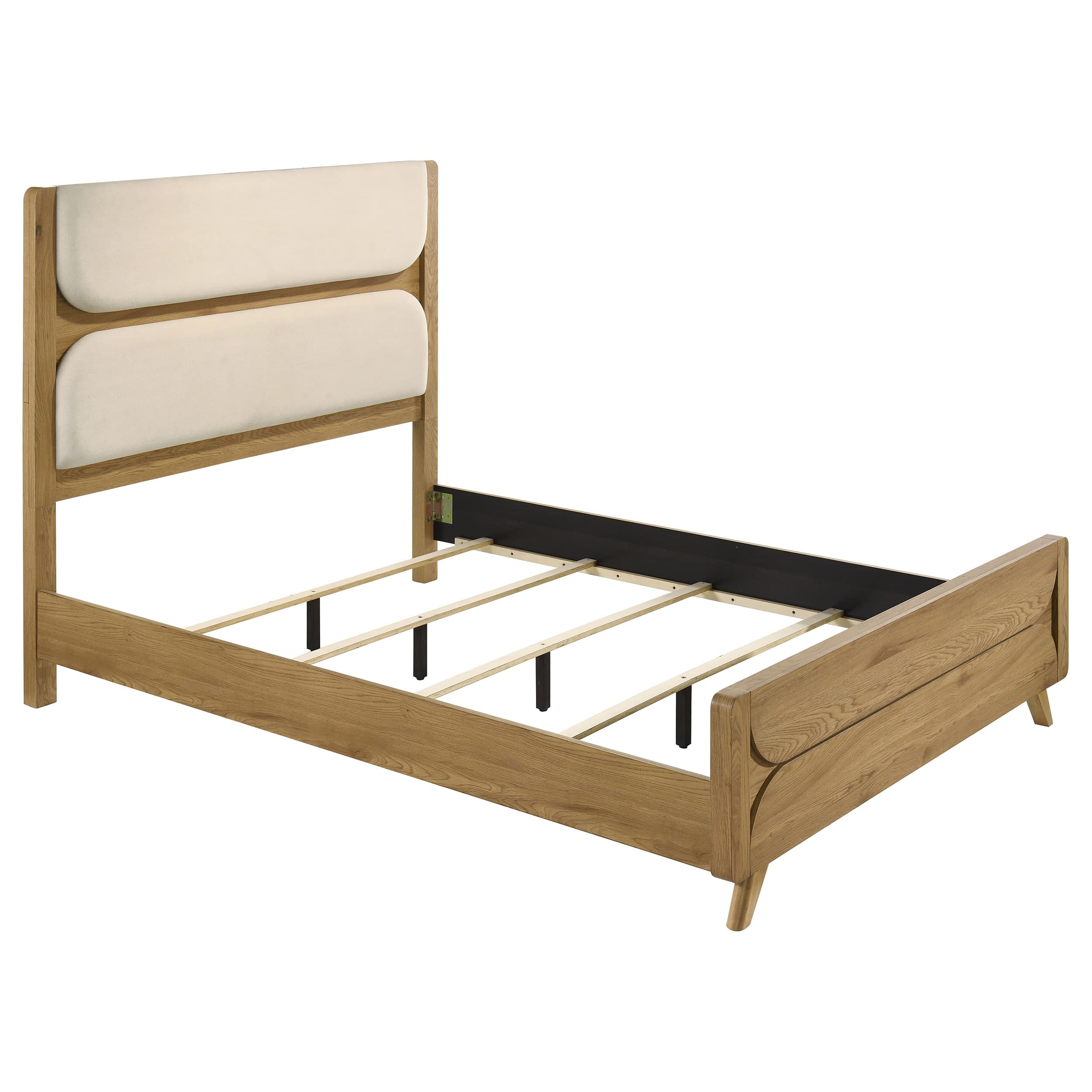Bennett Queen Upholstered 4-Piece Mid-Century Bedroom Set Light Oak - Image 2