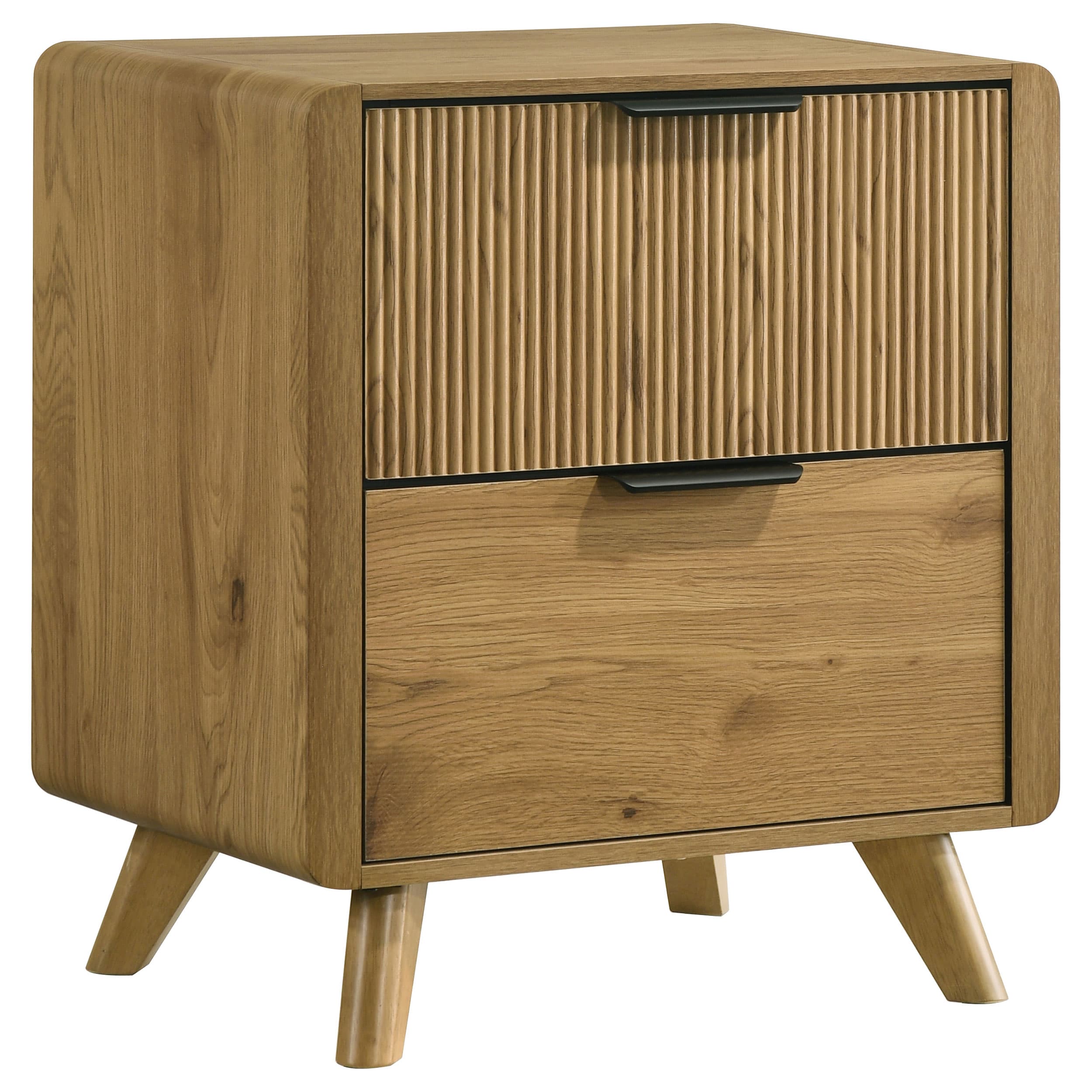 Bennett Queen Upholstered 4-Piece Mid-Century Bedroom Set Light Oak - Image 4