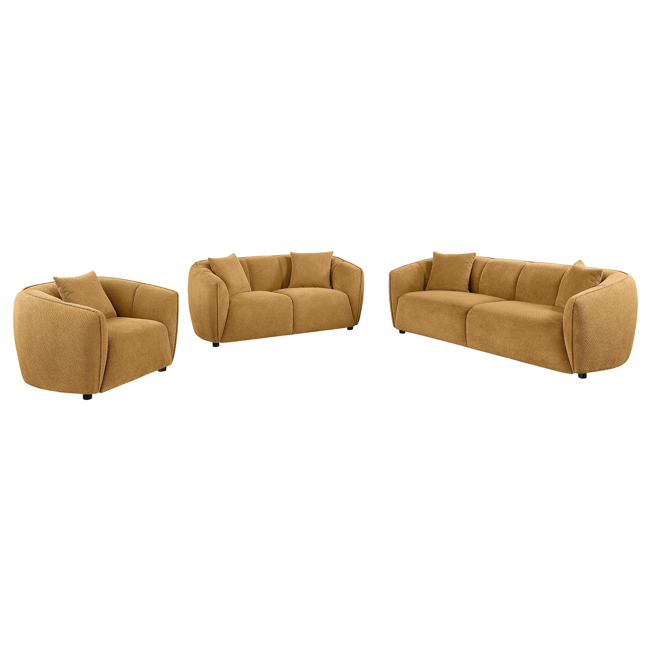 Aleisha 3-piece Fabric Upholstered Sofa Set Mustard Yellow - Image 1