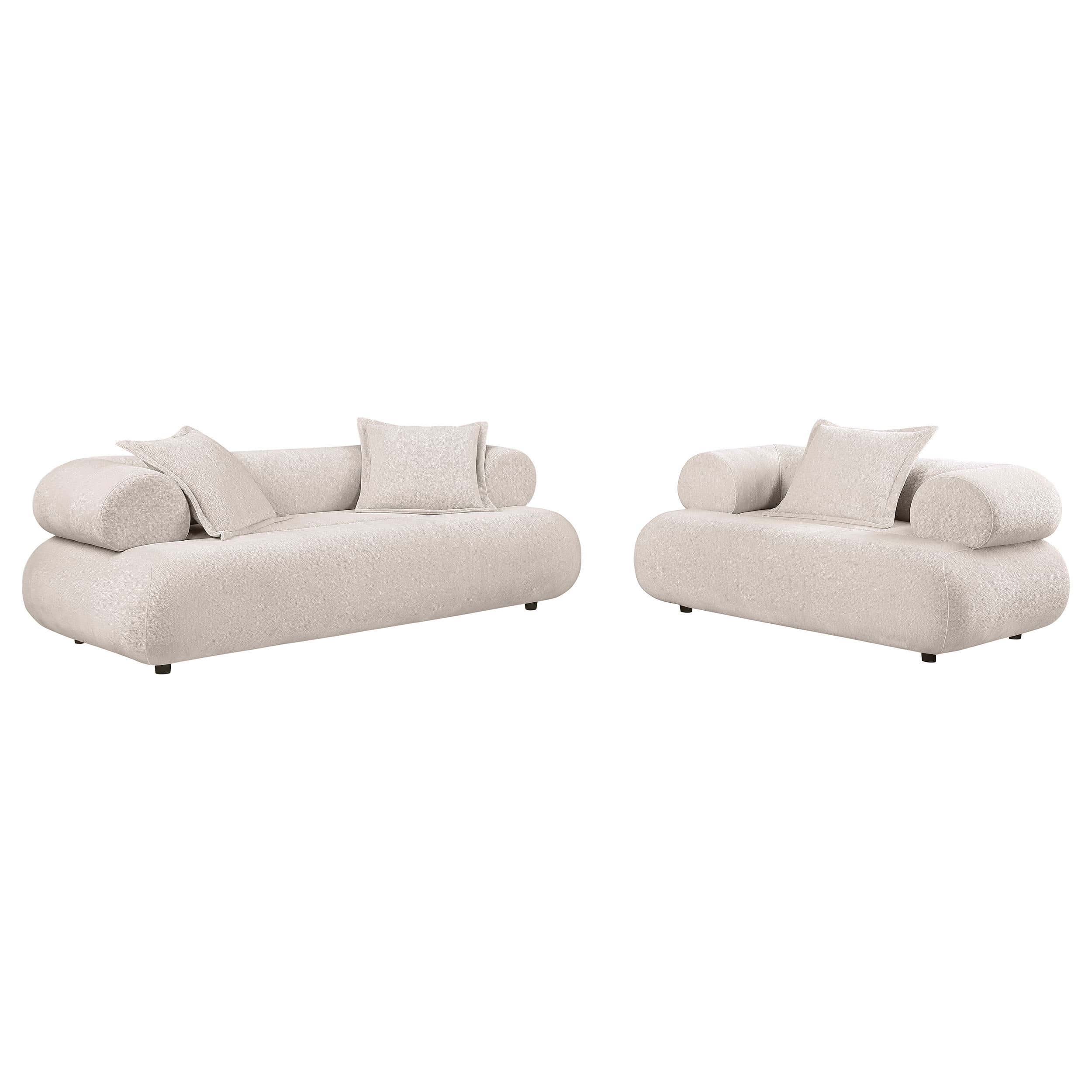 Eskola 2-Piece Chenille Sofa and Accent Chair Set Ivory - Image 1