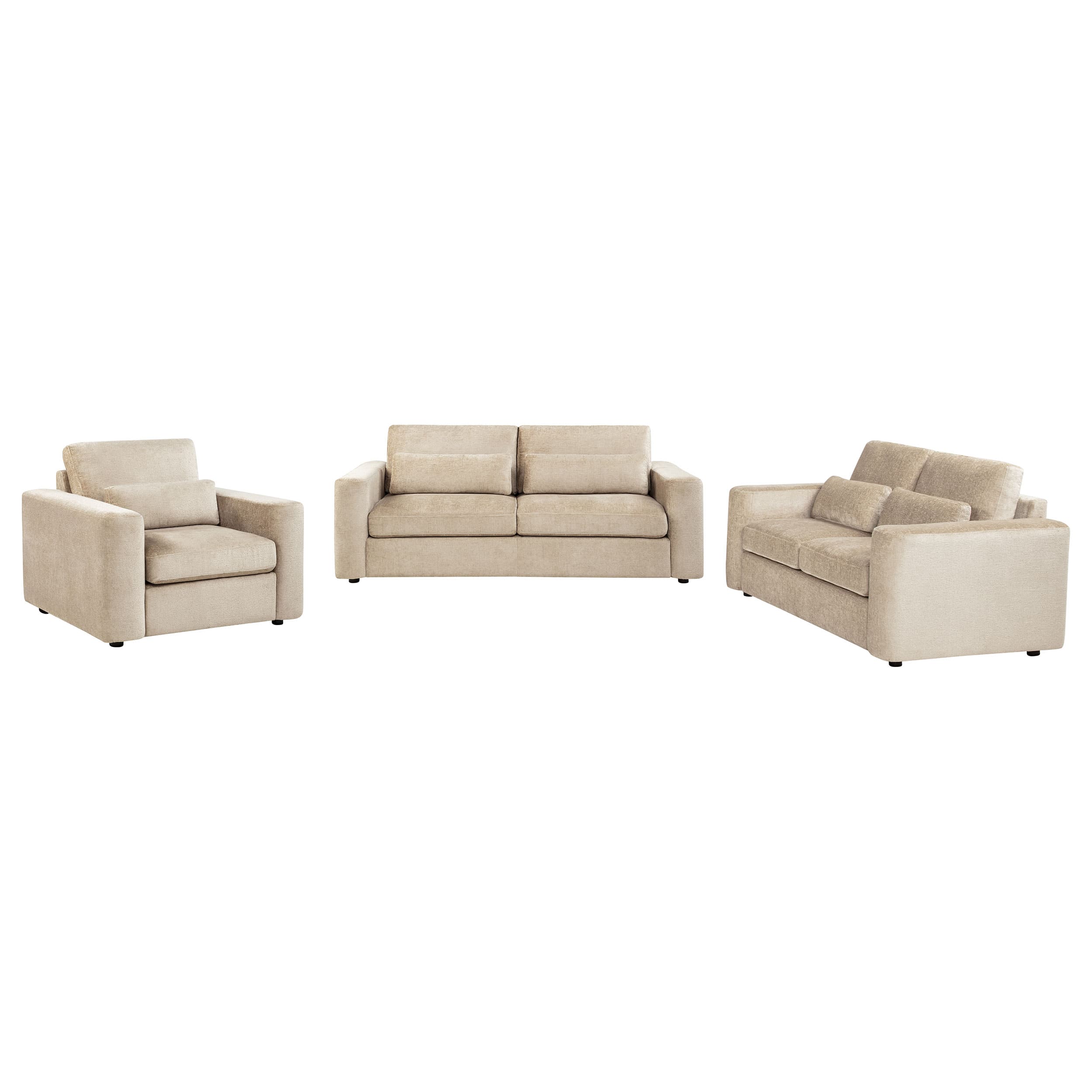 Amador 3-piece Chenille Upholstered Track Arm Sofa Set Camel - Image 1