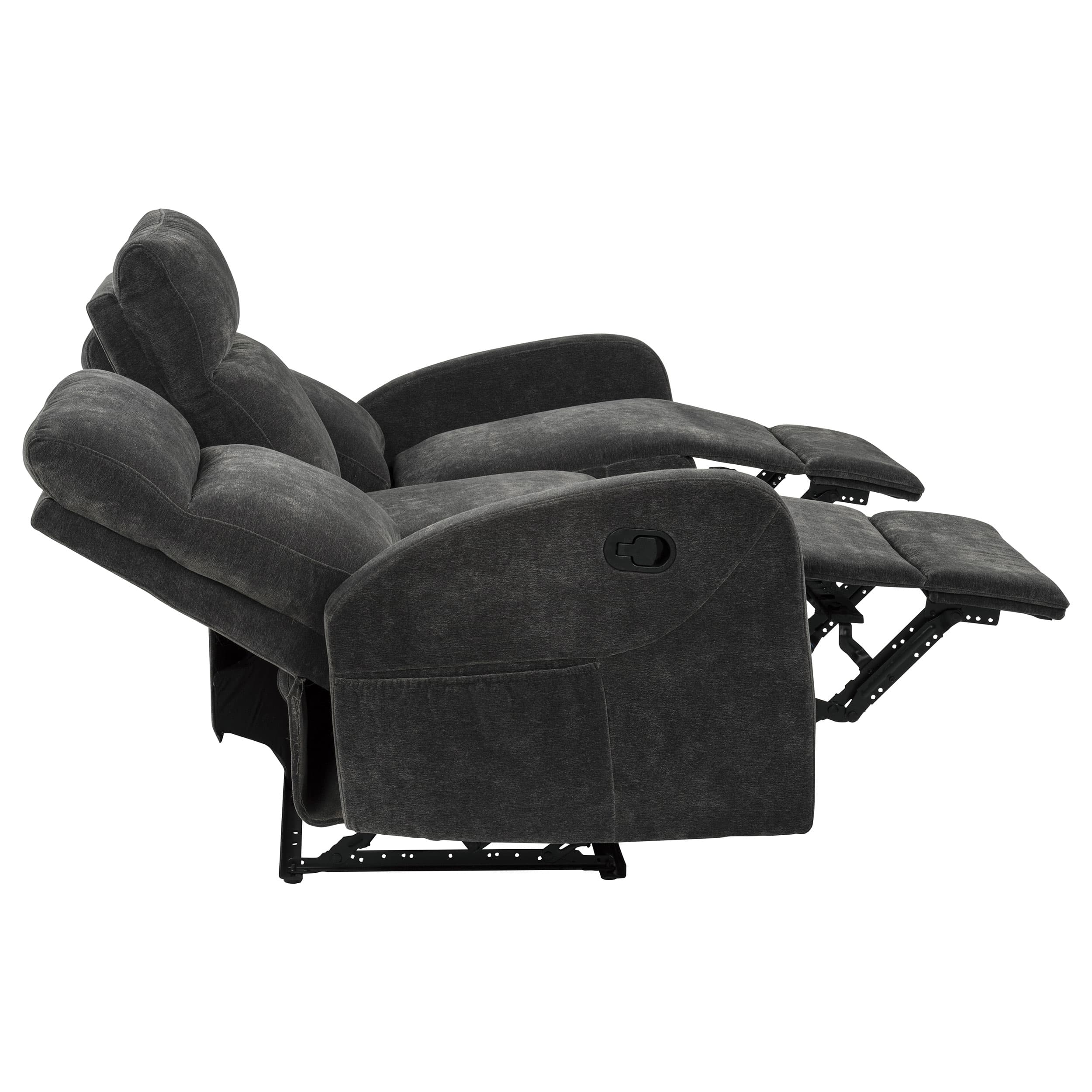 Hamilton 3-piece Chenille Manual Reclining Sofa Set Charcoal Grey - Image 6