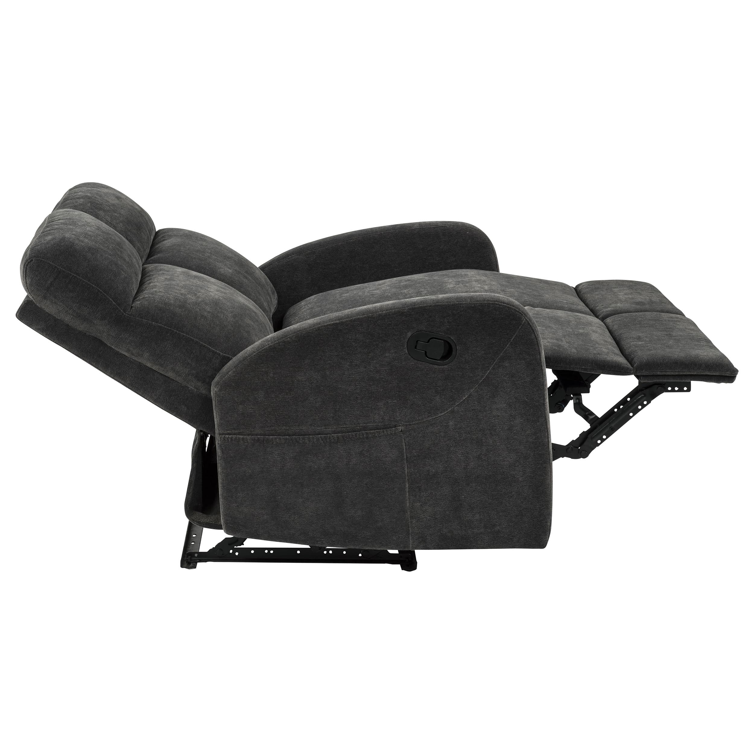 Hamilton 3-piece Chenille Manual Reclining Sofa Set Charcoal Grey - Image 9