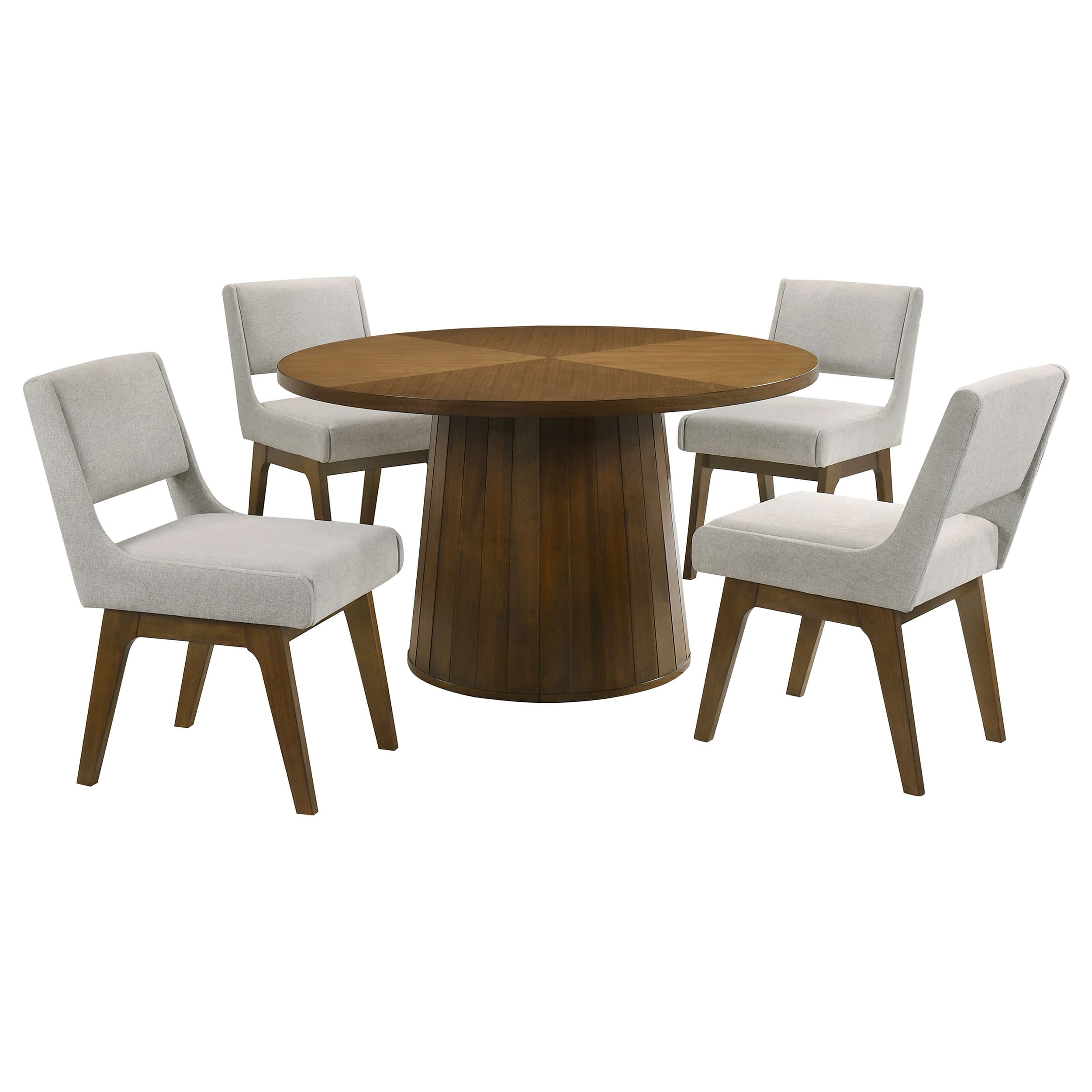 Galindo 5-piece 52-inch Round Dining Set Light Grey and Walnut - Image 1
