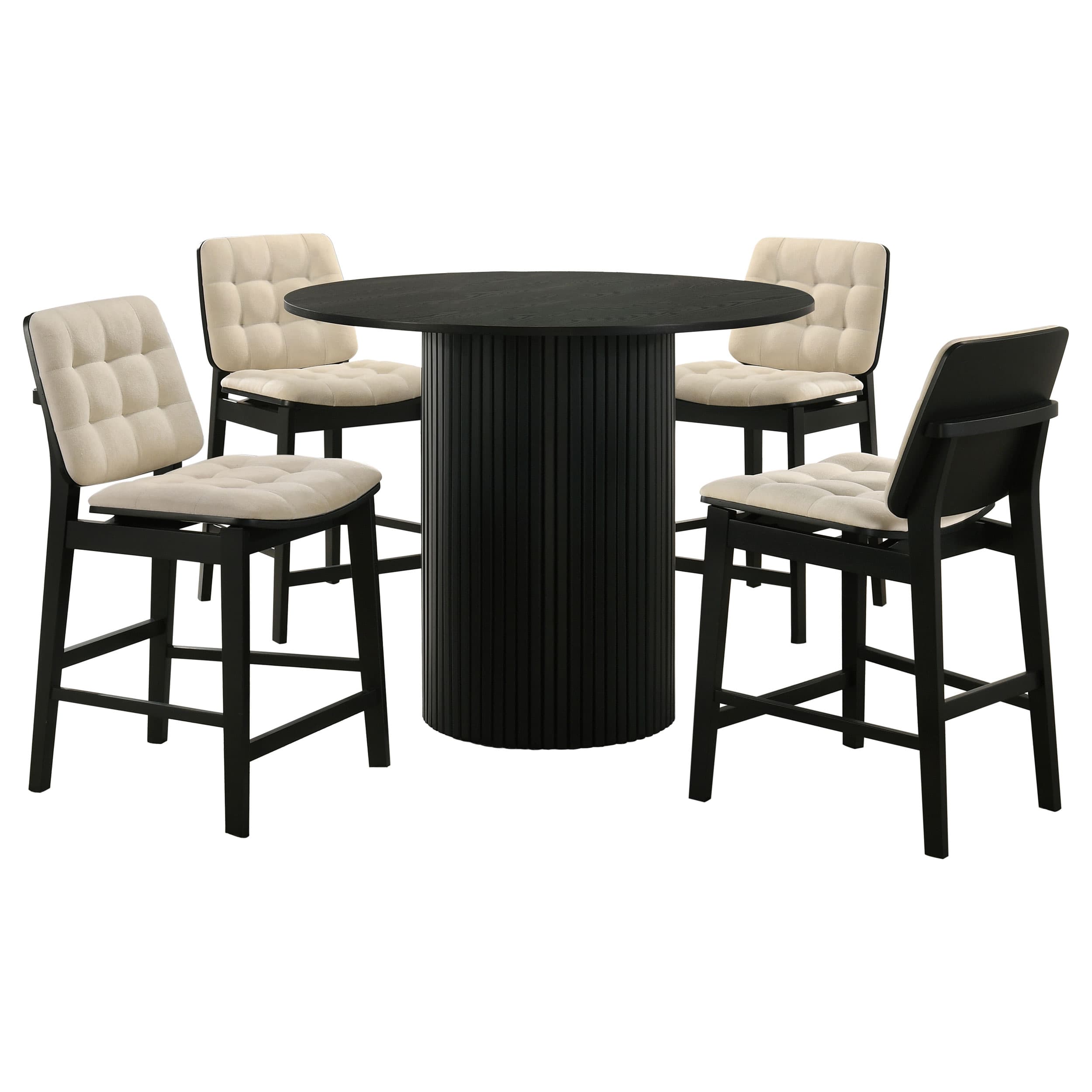 Hamlyn 5-piece Round Wood Counter Height Dining Set Cream and Black - Image 1