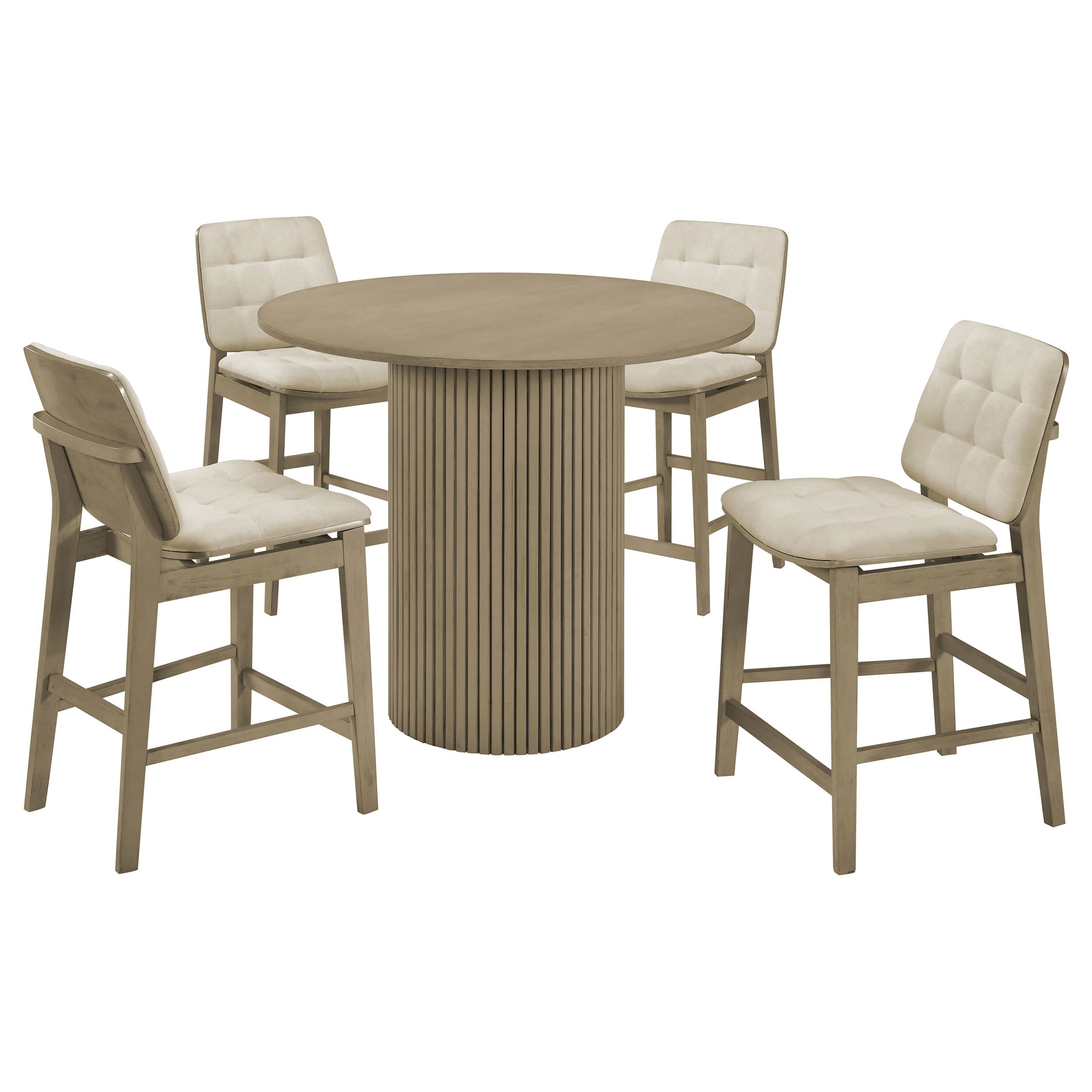 Hamlyn 5-piece Round Wood Counter Height Dining Set Cream and Natural Oak - Image 1