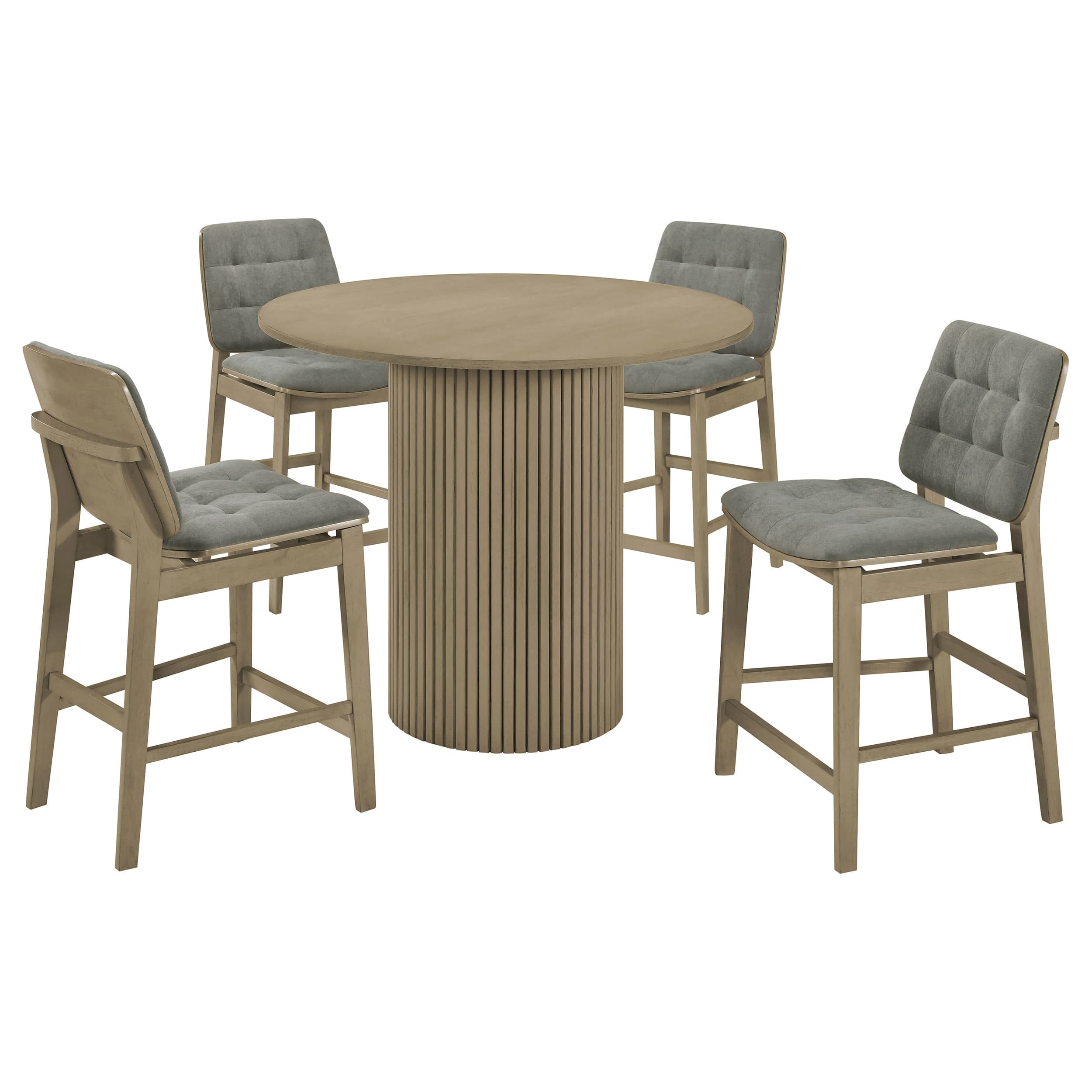 Hamlyn 5-piece Round Wood Counter Height Dining Set Grey and Natural Oak - Image 1