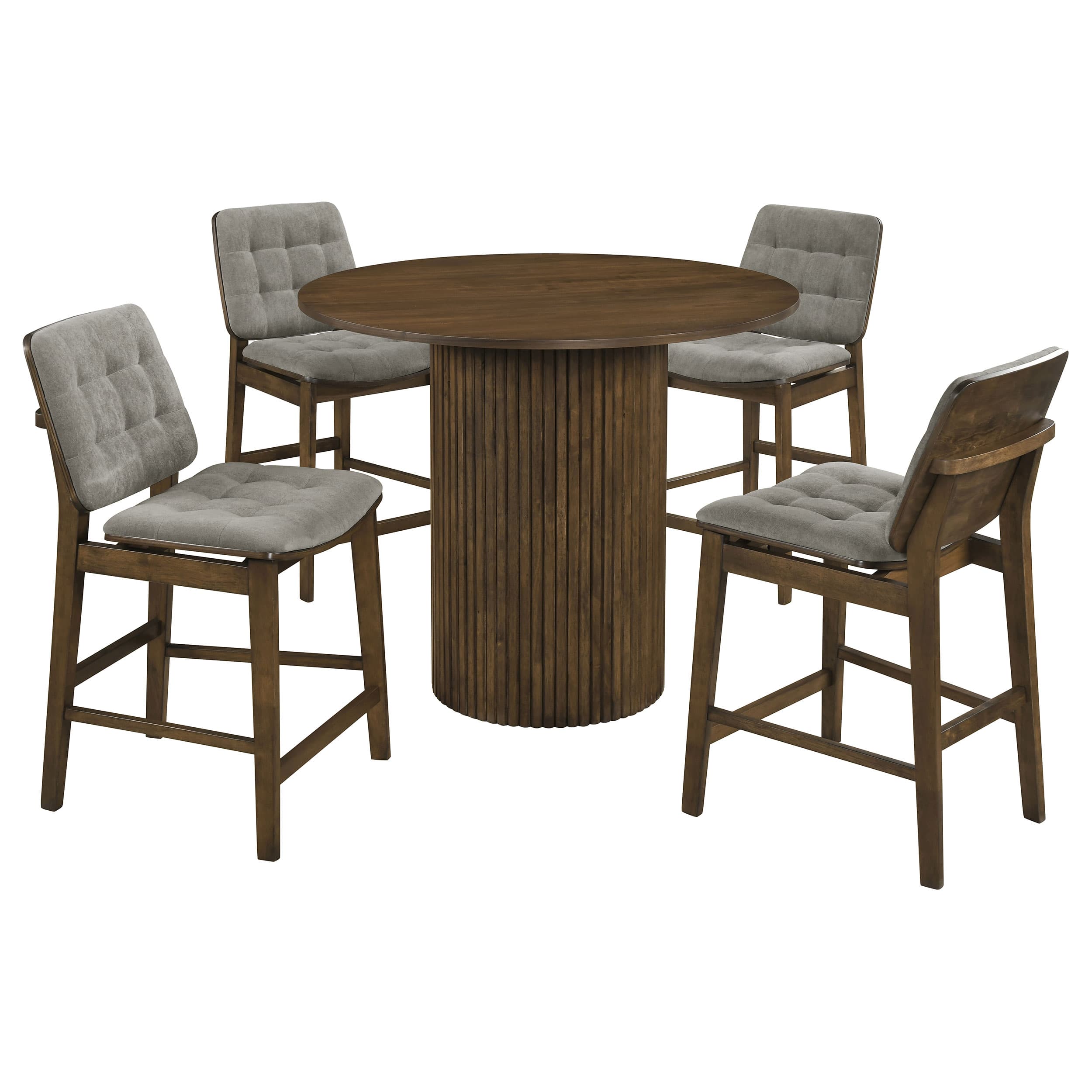 Hamlyn 5-piece Round Wood Counter Height Dining Set Grey and Walnut - Image 1