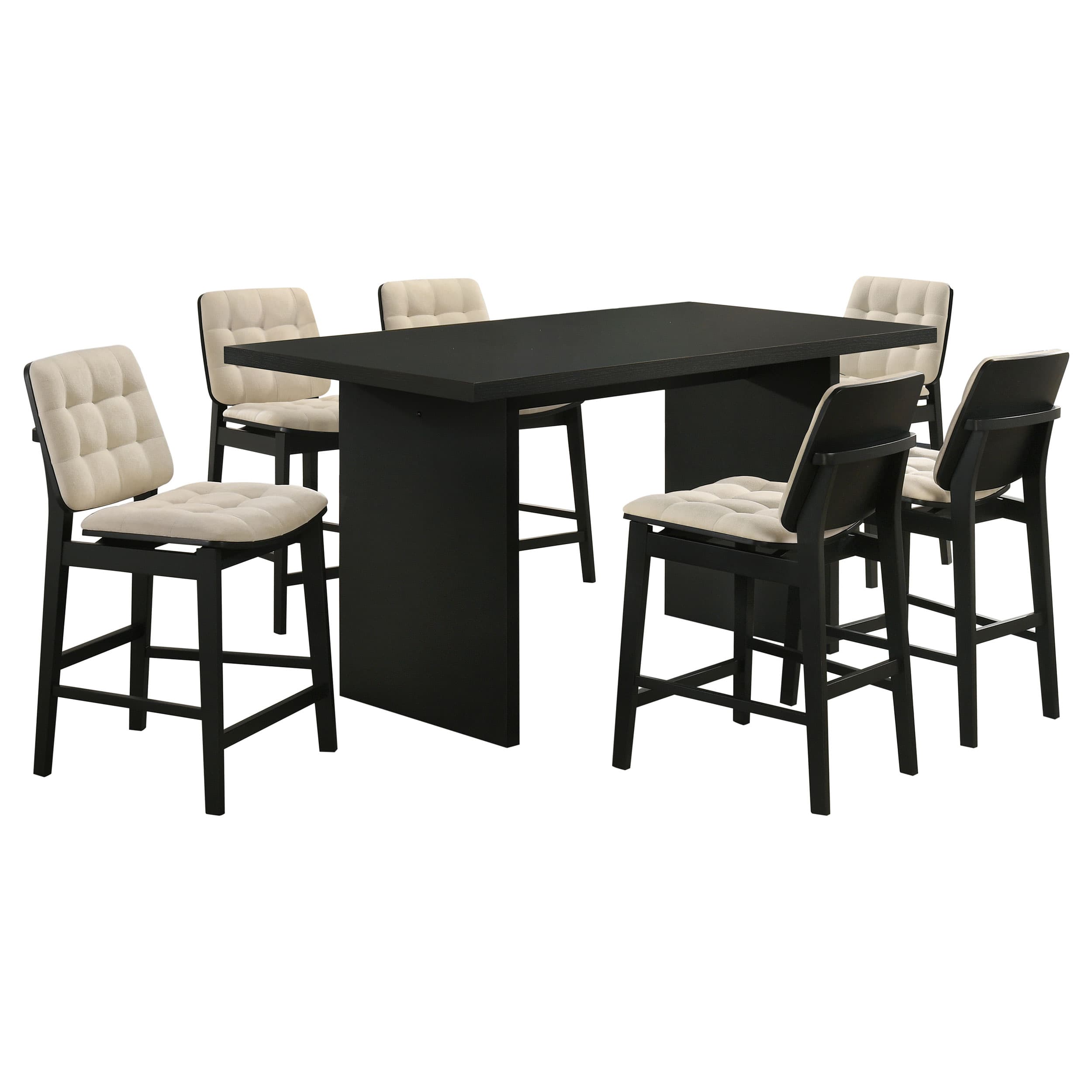 Decker 7-piece 70-inch Rectangular Counter Height Dining Set Cream and Black - Image 1