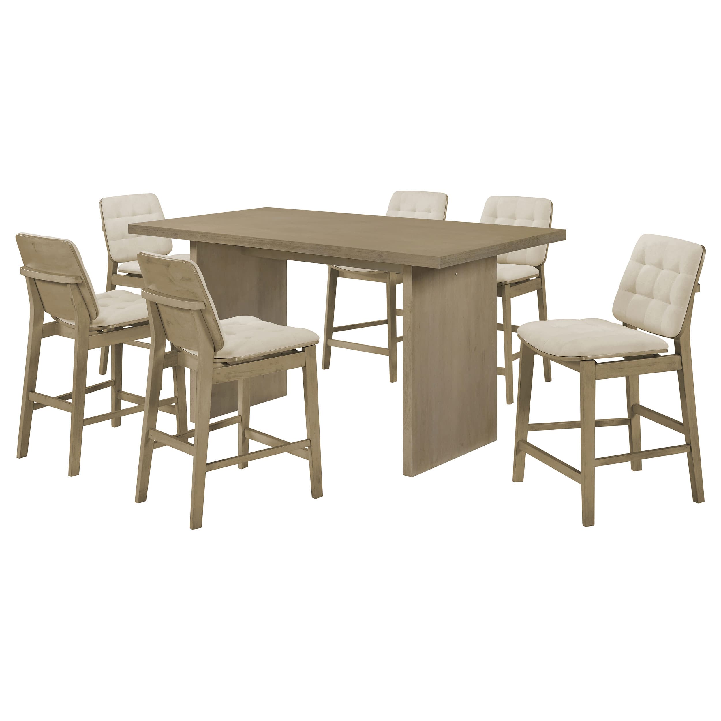 Decker 7-piece 70-inch Rectangular Counter Height Dining Set Cream and Natural Oak - Image 1