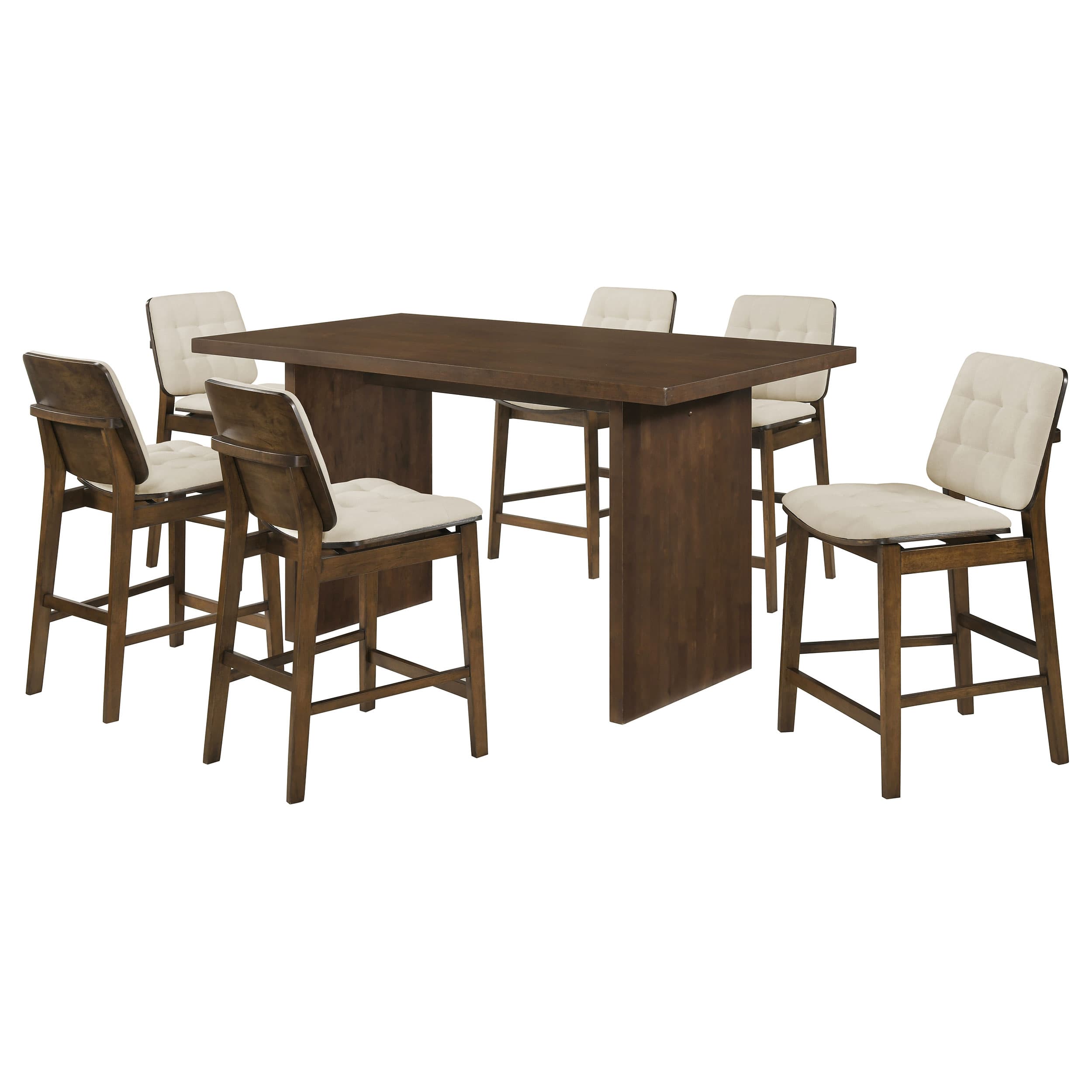 Decker 7-piece 70-inch Rectangular Counter Height Dining Set Cream and Walnut - Image 1