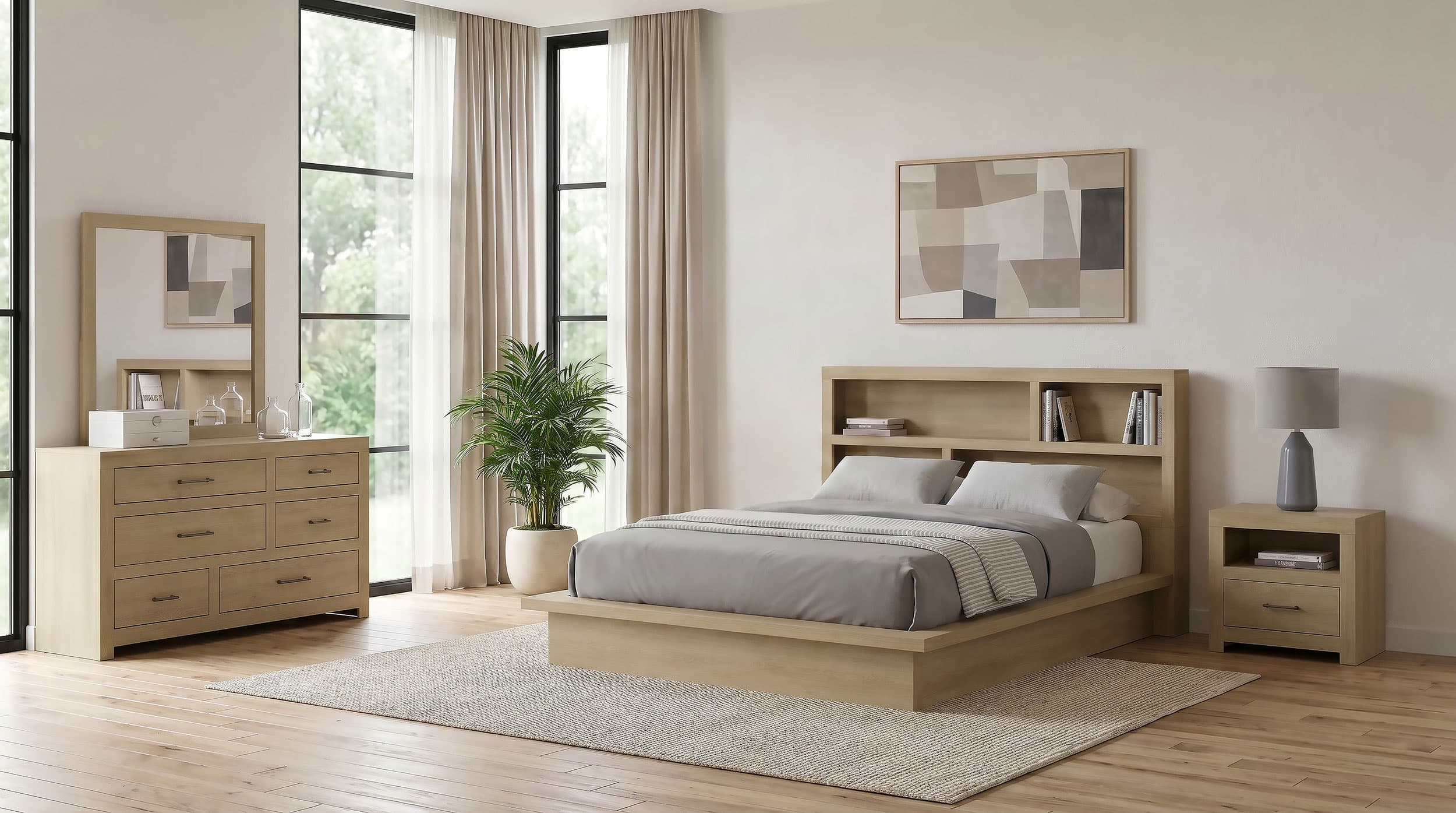 Hendricks 4-piece Queen Bedroom Set Light Oak - Image 17