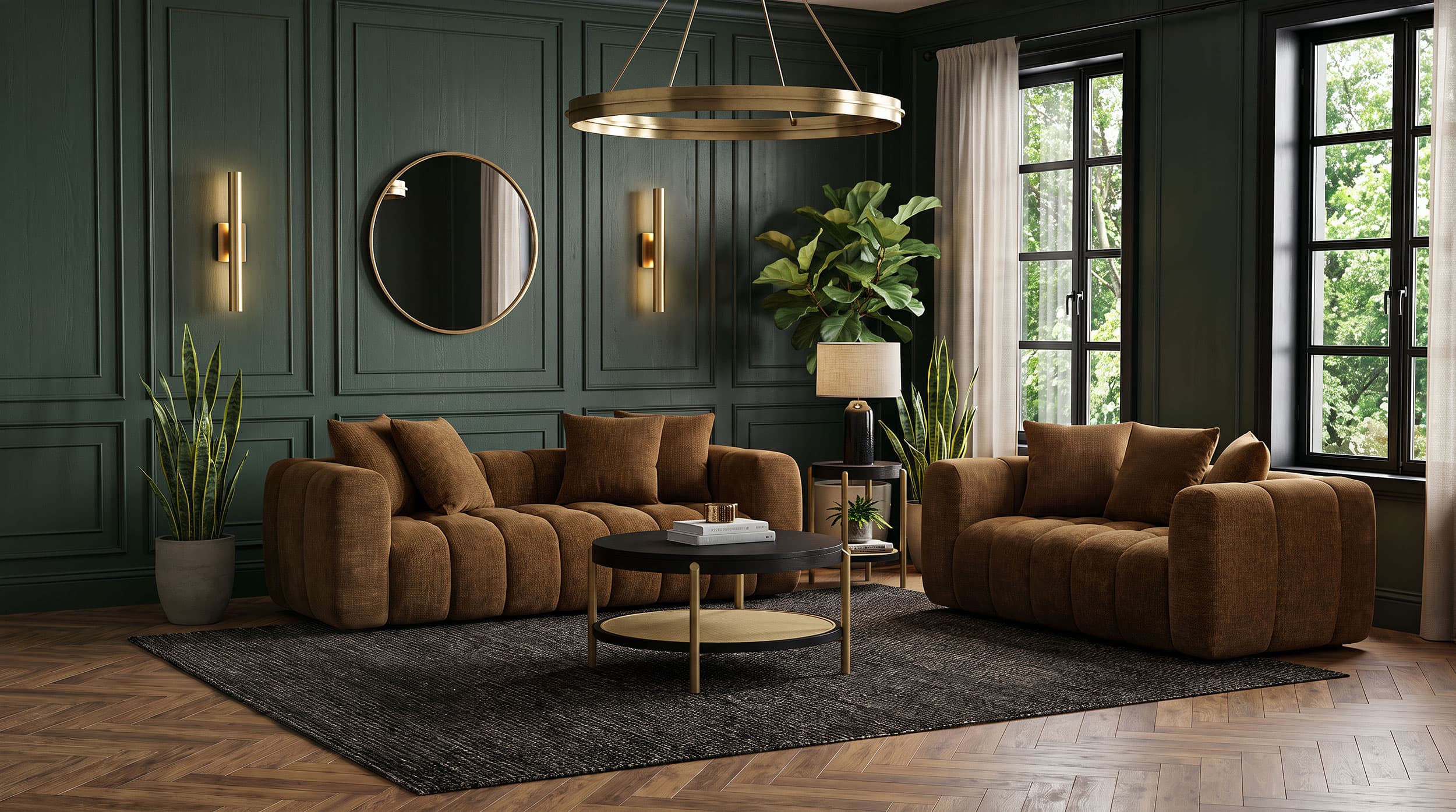 Lazaro 2-piece Fabric Upholstered Wide Channel Sofa Set Bronze - Image 13