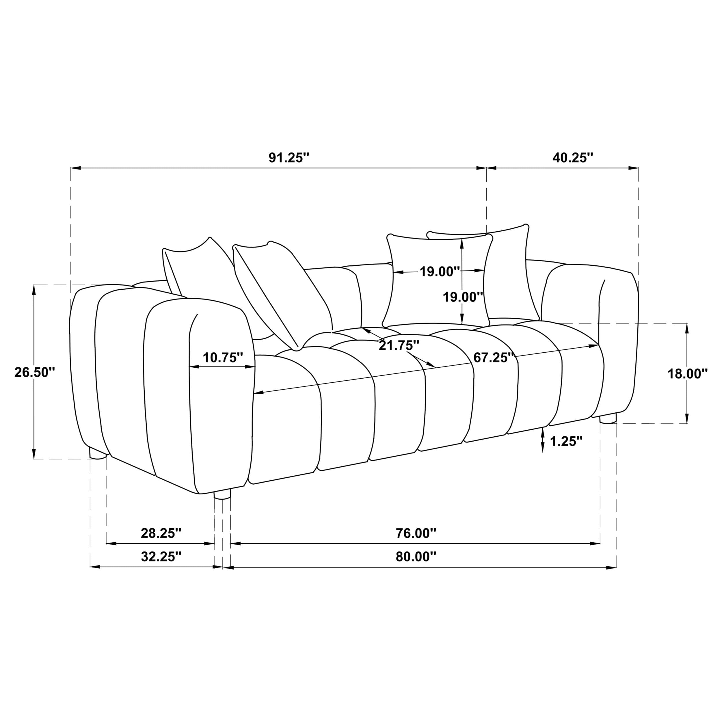 Lazaro 2-piece Fabric Upholstered Wide Channel Sofa Set Bronze - Image 11