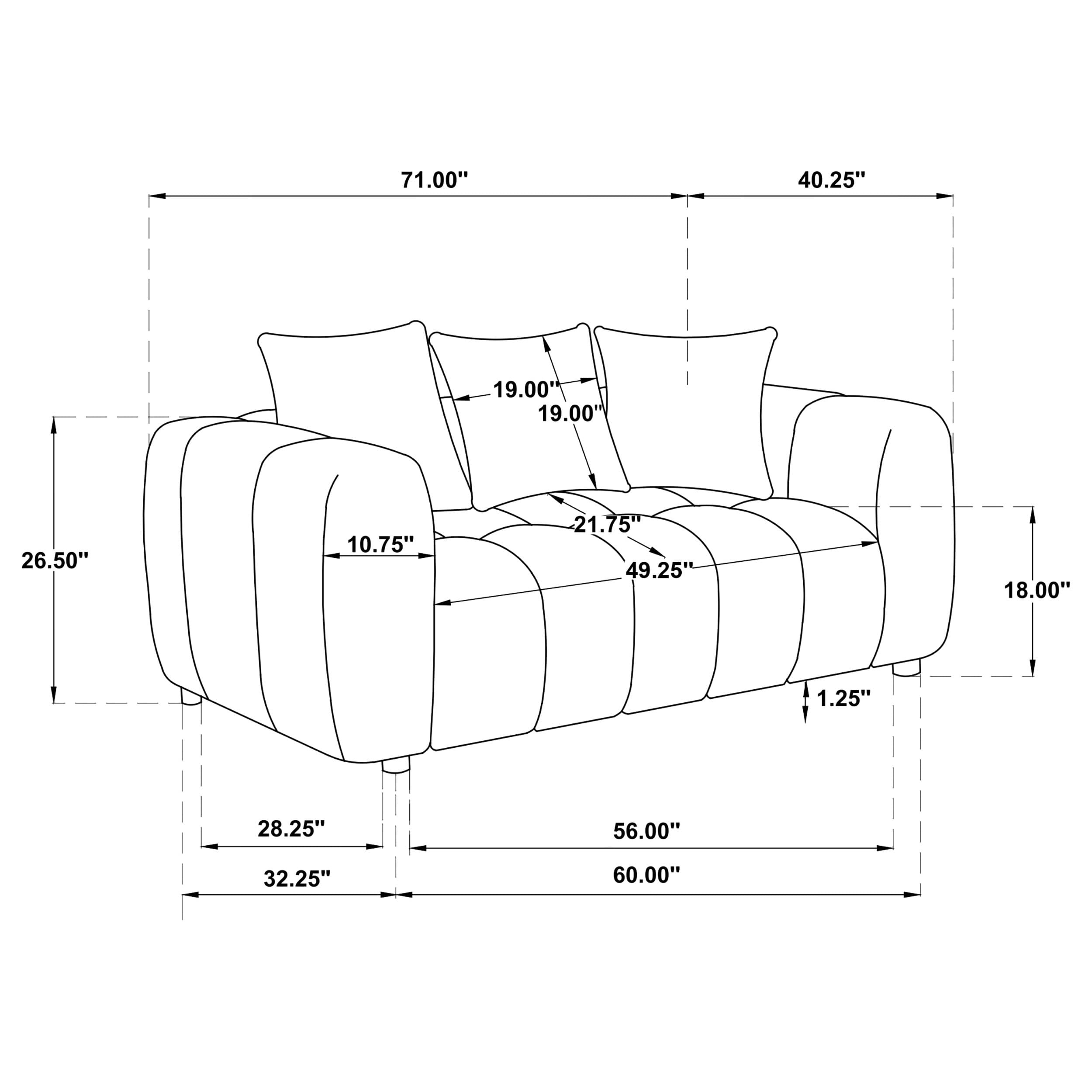 Lazaro 2-piece Fabric Upholstered Wide Channel Sofa Set Bronze - Image 12