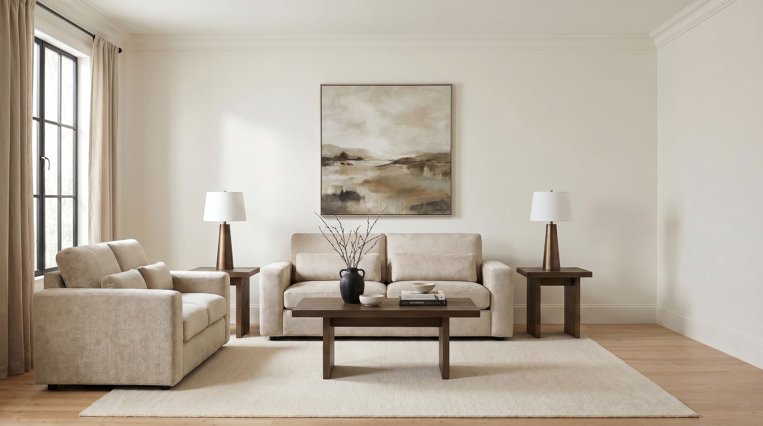 Amador 2-piece Chenille Upholstered Track Arm Sofa Set Camel - Image 9