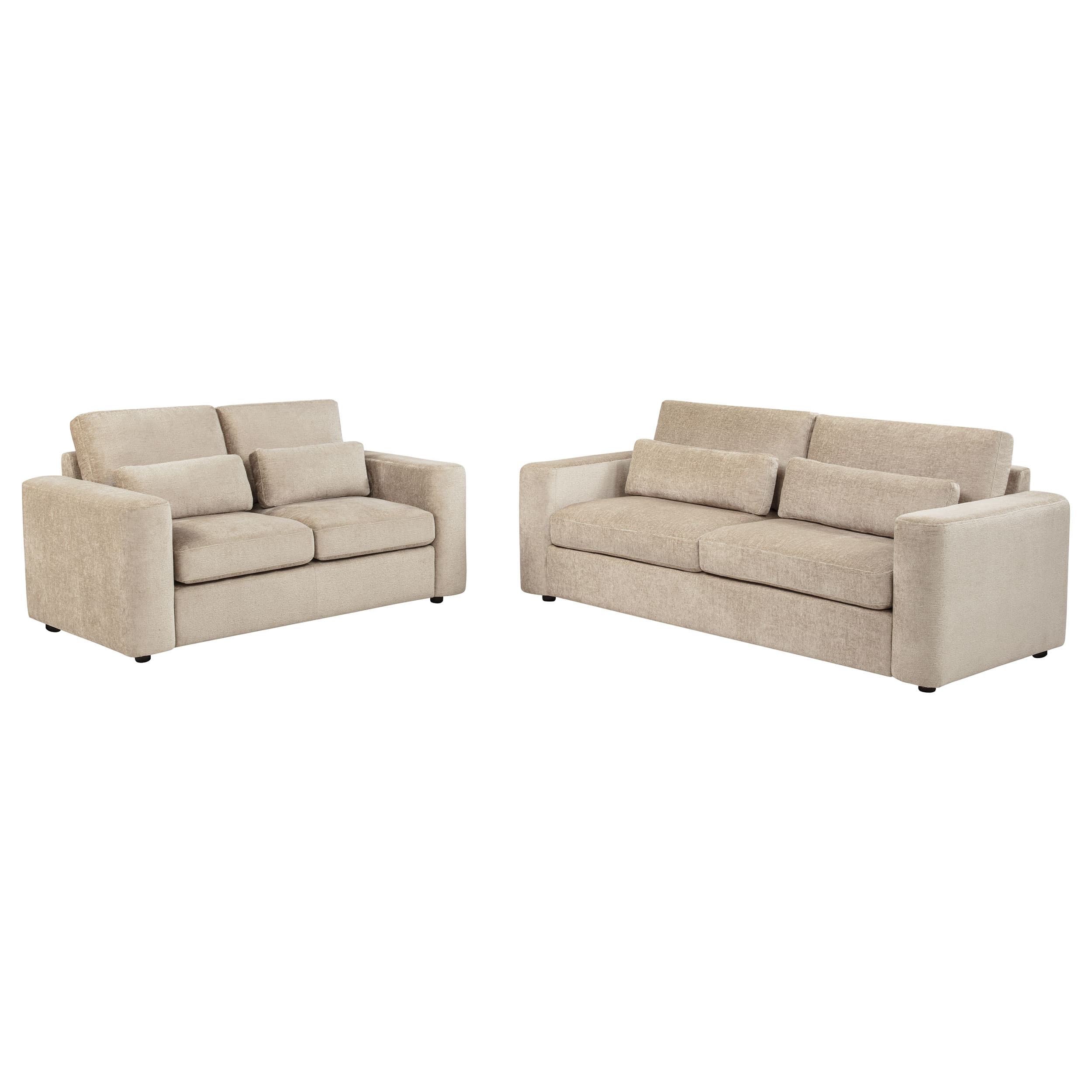 Amador 2-piece Chenille Upholstered Track Arm Sofa Set Camel - Image 1