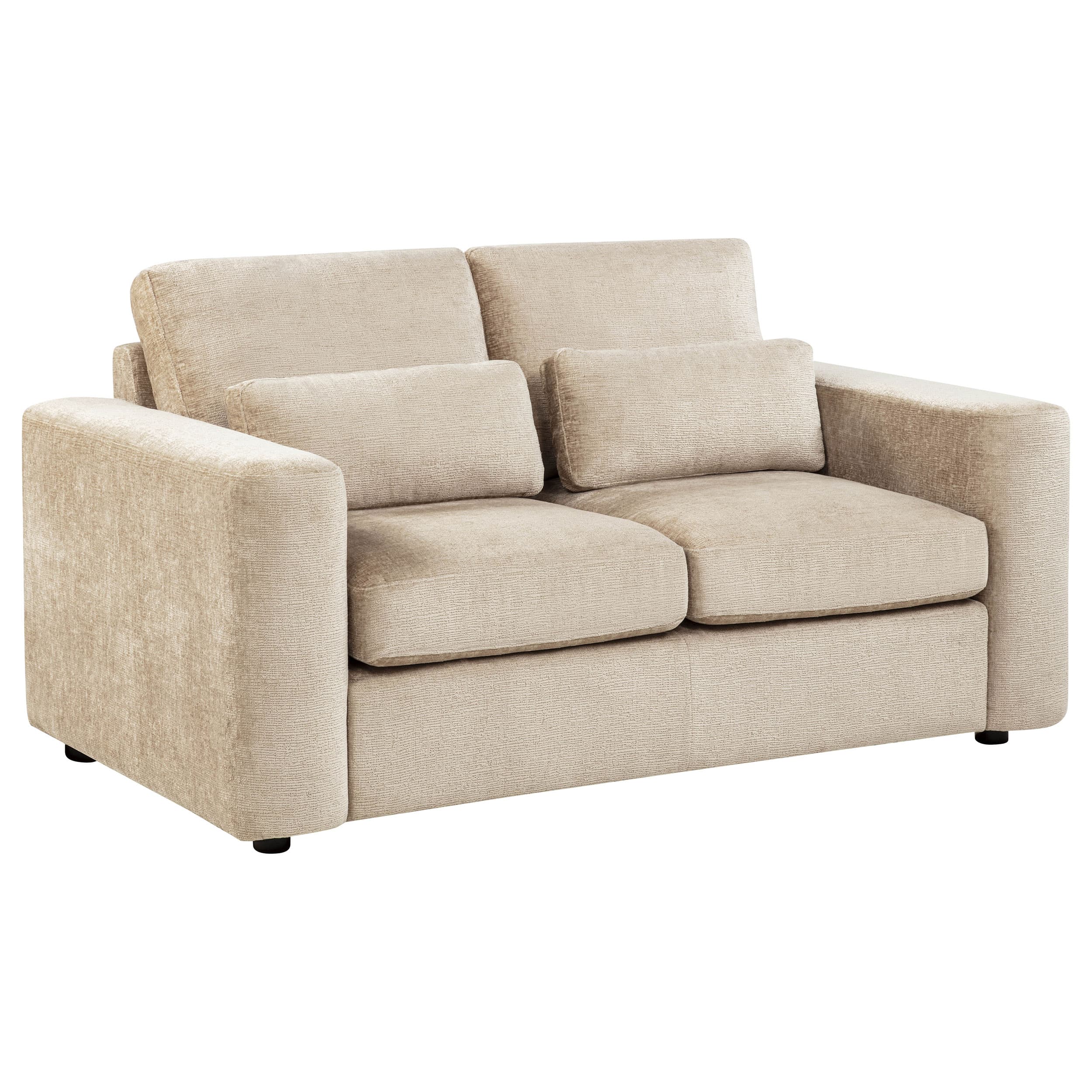 Amador 2-piece Chenille Upholstered Track Arm Sofa Set Camel - Image 4