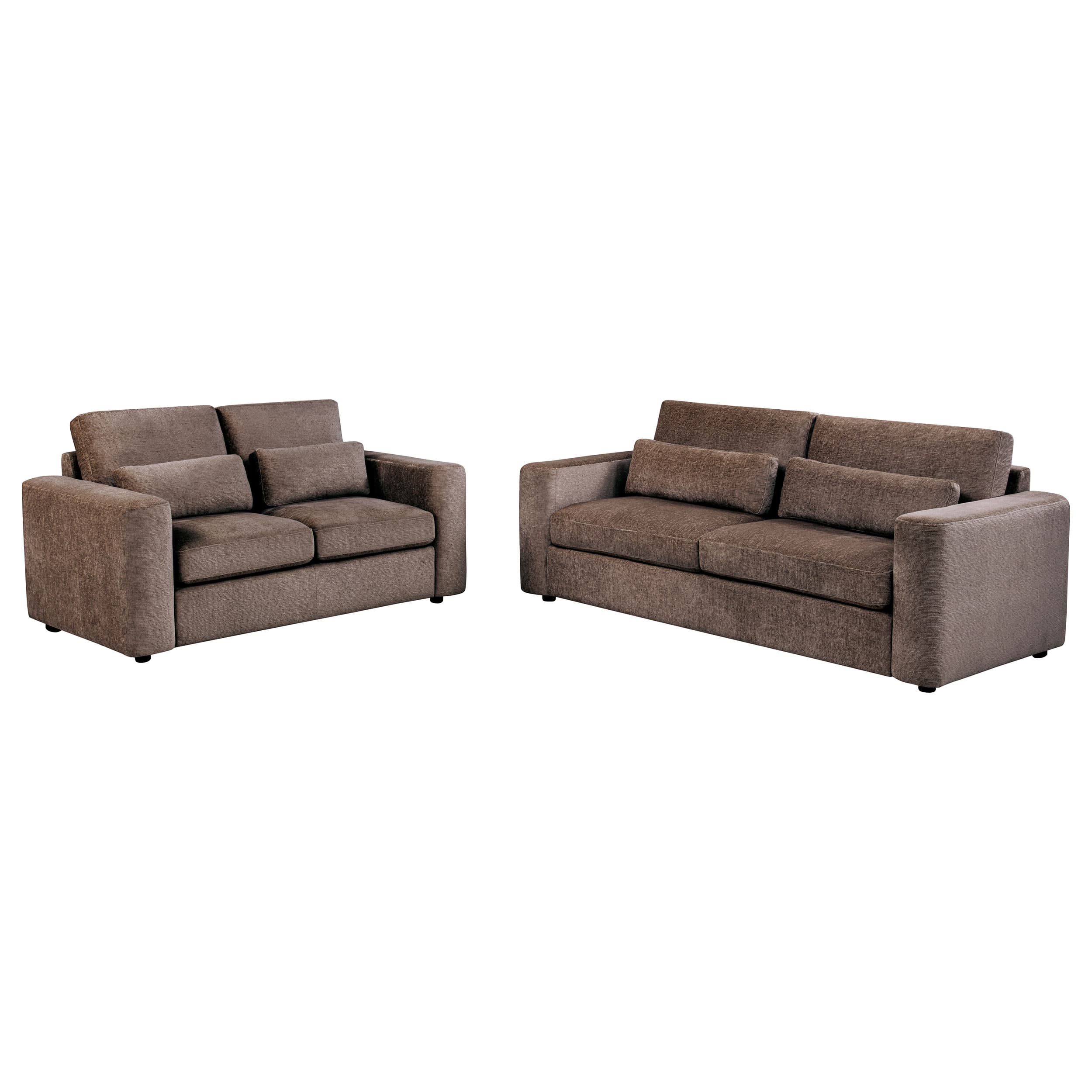 Amador 2-piece Chenille Upholstered Track Arm Sofa Set Chocolate - Image 1