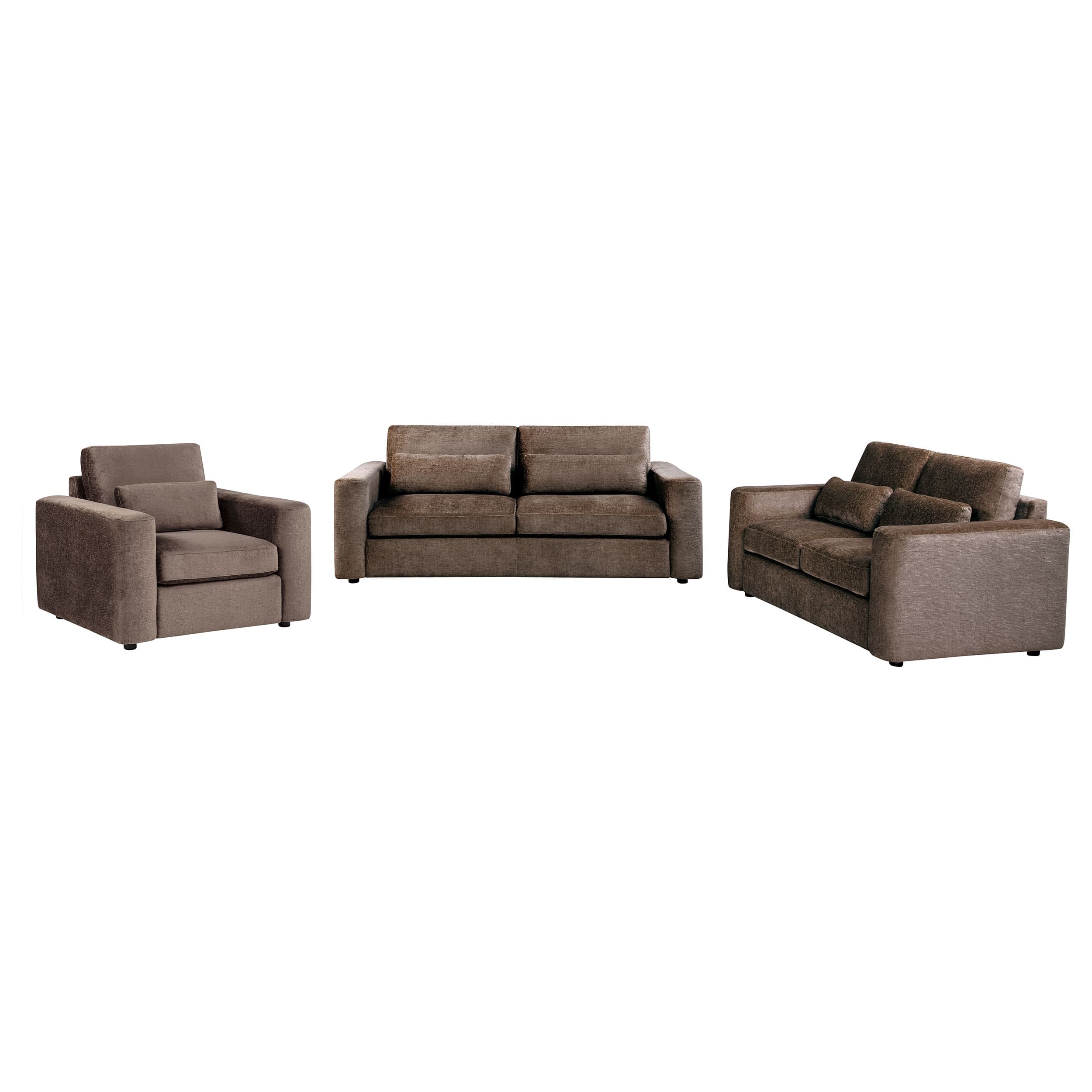 Amador 3-piece Chenille Upholstered Track Arm Sofa Set Chocolate - Image 1