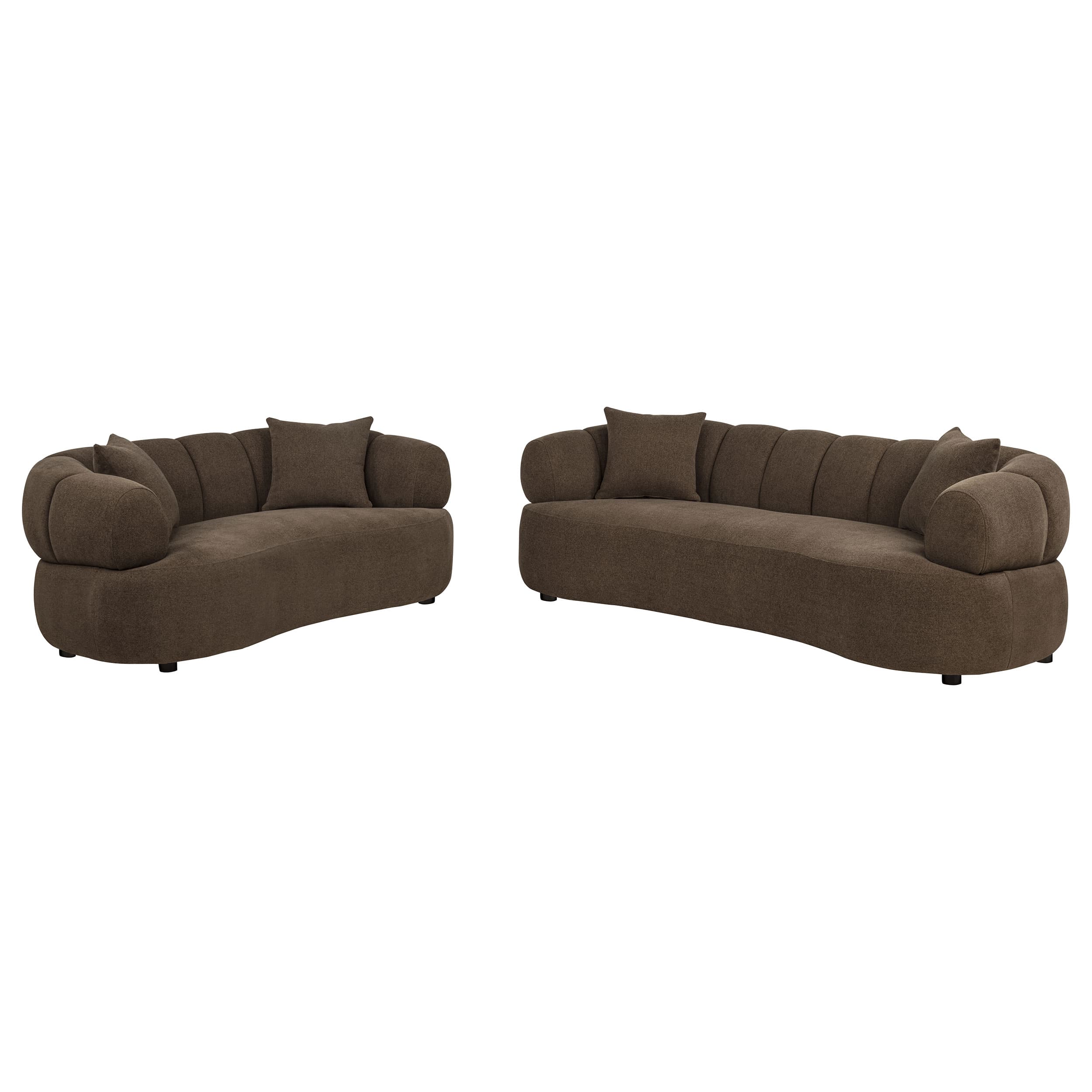 Casarin Fabric 2-Piece Channel-Back Sofa Set Brown - Image 1
