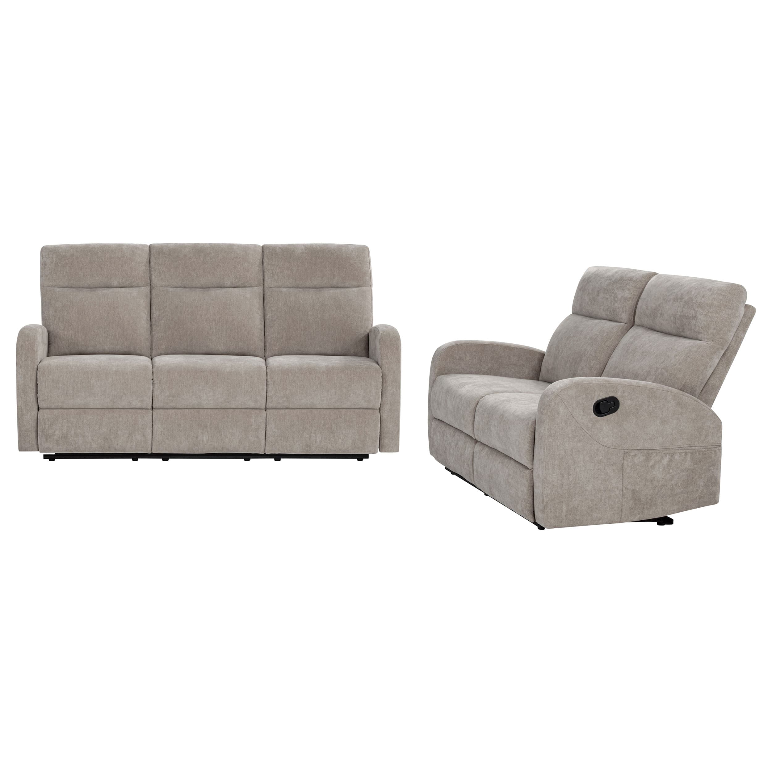 Hamilton 2-piece Chenille Manual Reclining Sofa Set Sand - Image 2