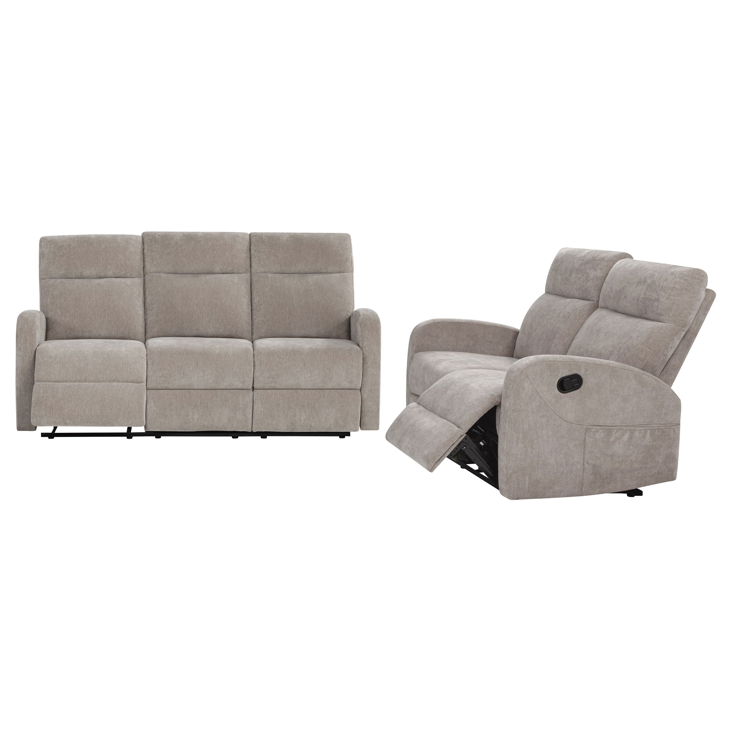Hamilton 2-piece Chenille Manual Reclining Sofa Set Sand - Image 3