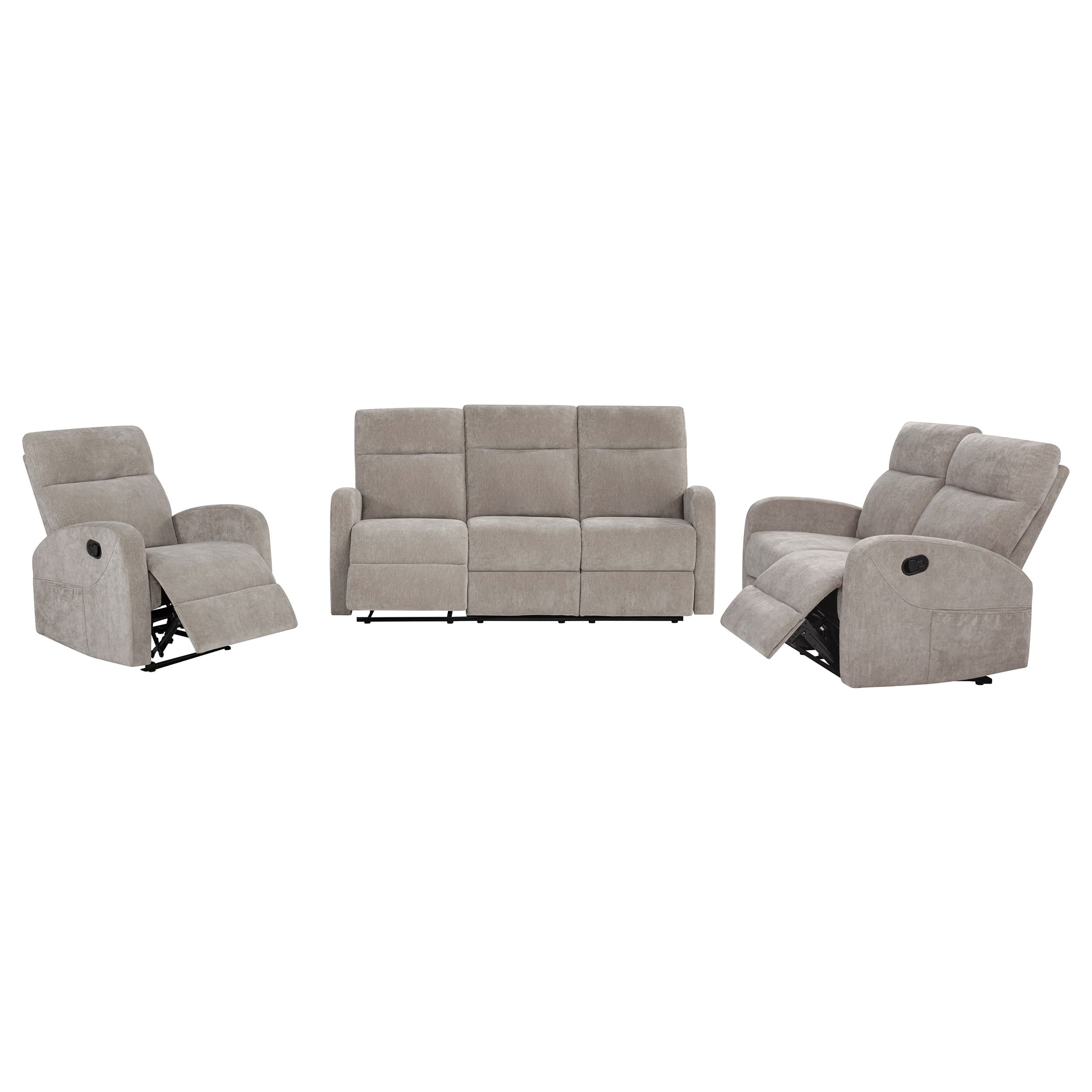 Hamilton 3-piece Chenille Manual Reclining Sofa Set Sand - Image 3