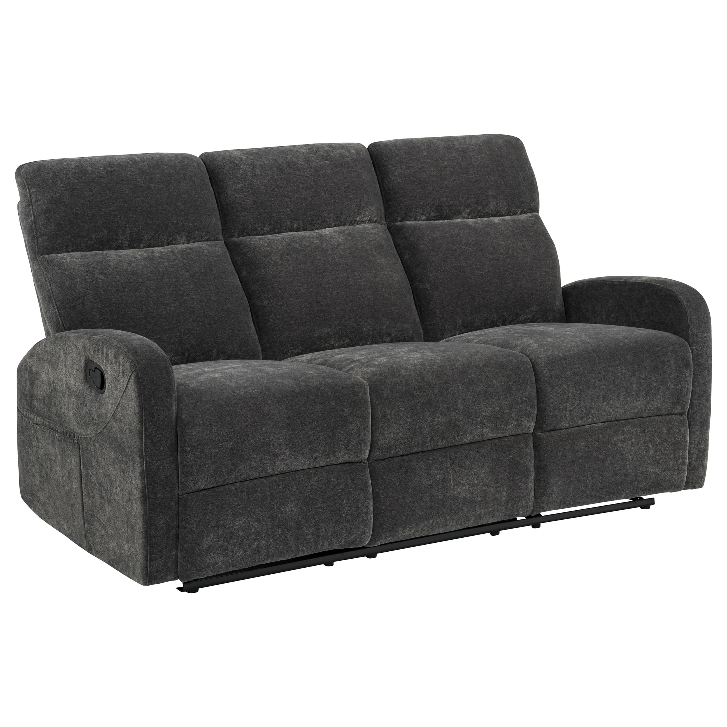 Hamilton 2-piece Chenille Manual Reclining Sofa Set Charcoal Grey - Image 4