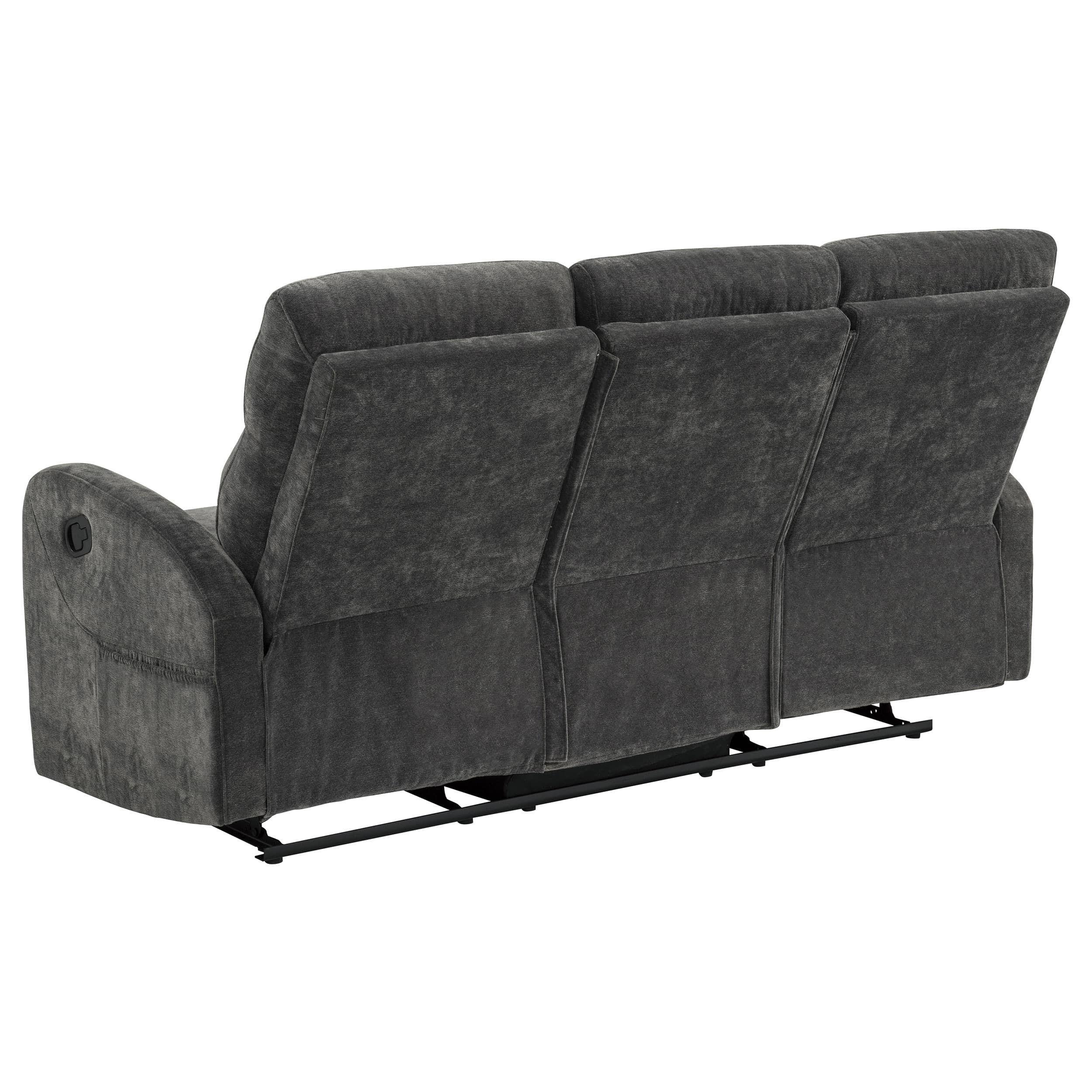 Hamilton 2-piece Chenille Manual Reclining Sofa Set Charcoal Grey - Image 6