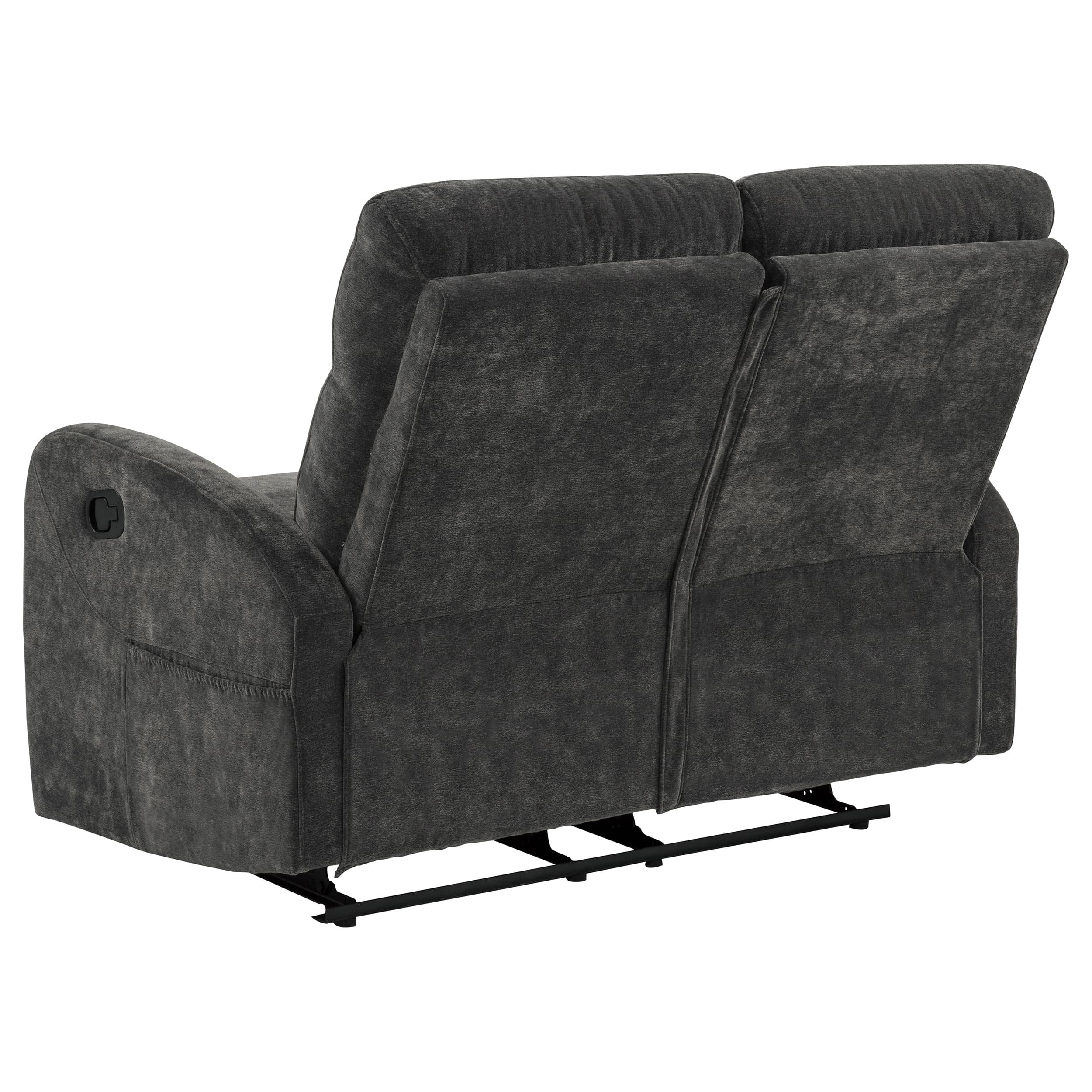 Hamilton 2-piece Chenille Manual Reclining Sofa Set Charcoal Grey - Image 10